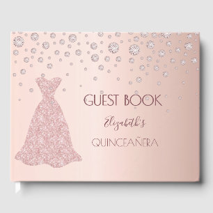 Livre D'or Diamants or rose robe rose Quinceanera