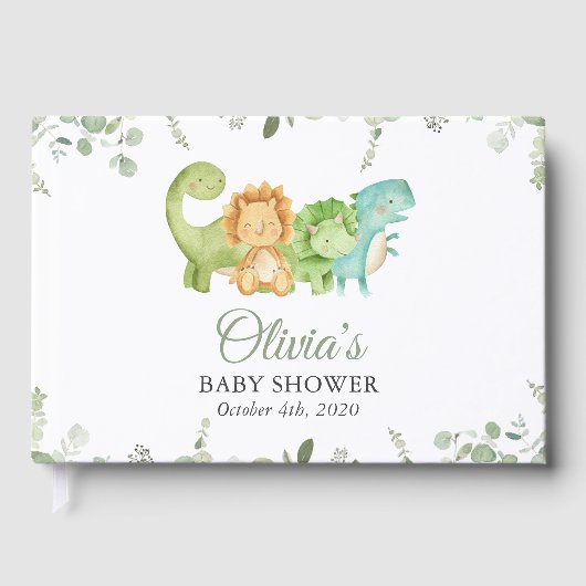 Livre D'or Dinosaures mignons, T-Rex, Jurassique, Baby shower (Recto)