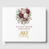 Livre d'or d'invité 80 ans Fleurs de Boho Marron (Recto)