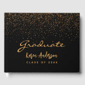 Livre D'or Diplômé de la fête de l'or noir confetti (Recto)