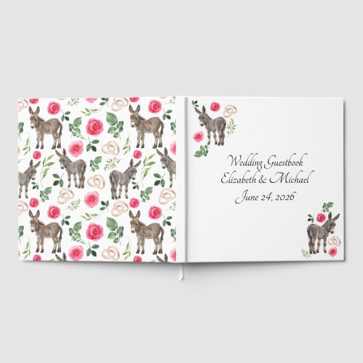 Livre D'or Donkey Pink Floral Rustic Wedding (Complet)