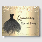 Livre D'or Dots Confetti d'or, Robe noire Quinceañera (Recto)