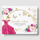 Livre D'or Douce 16 Fleurs de papillon Rosé Chaud (Recto)