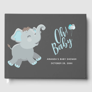 Livre D'or Douce Fête de Naissance d'un Garçon Éléphant Migno