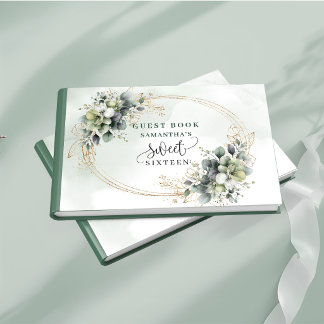 Livre D'or Douce Sweet 16 aquarelle bohème sauge verdure