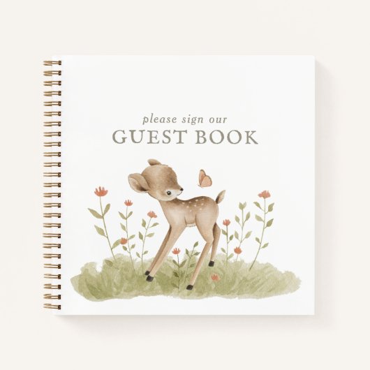 Livre d'or du Baby shower forestier Woodland (Devant)