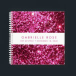 Livre d'or du Bat mitzvah Autograph Pink Sparkings<br><div class="desc">Bright Hot Pink Parties scintillant (image imprimée) avec une bande blanche sur la couverture d'un livre d'invités de style autographe personnalisé avec espace pour un titre et une date de célébration facultatifs, ou tout texte personnalisé. Cet accessoire de fête rose brillant est conçu pour un Bat mitzvah, Sweet 16, Quinceanera...</div>