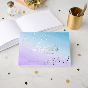 Livre d'or du Bat mitzvah de musique Watercolor