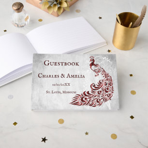 Livre d'or du Mariage de la vigne Red Peacock Leaf