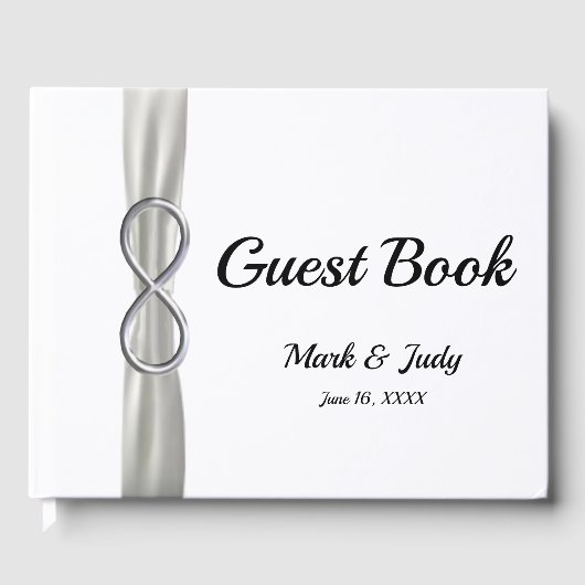 Livre d'or du Mariage de ruban blanc Silver Infini (Recto)