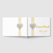 Livre d'or du Mariage de ruban en dentelle jaune U (Complet)