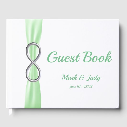 Livre d'or du Mariage de ruban vert Silver Infinit (Recto)