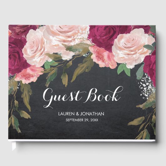 Livre d'or du mariage de tableau de bord à fleurs (Recto)