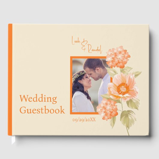 Livre d'or du Mariage Floral Orange (Recto)