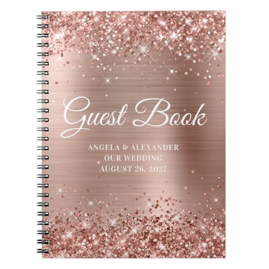 Livre d'or du Mariage Glittery Rose Gold Foil (Devant)