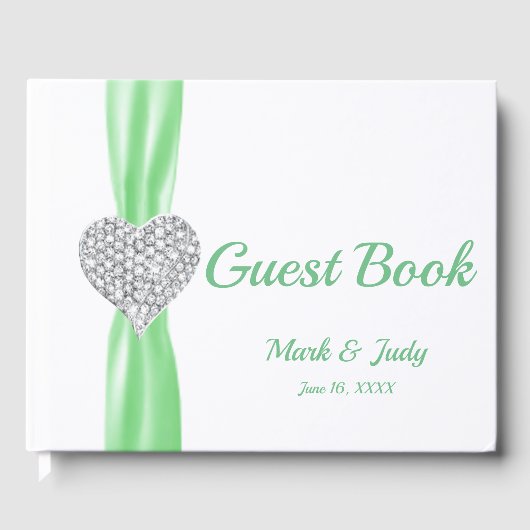 Livre d'or du Mariage Green Diamond Heart (Recto)