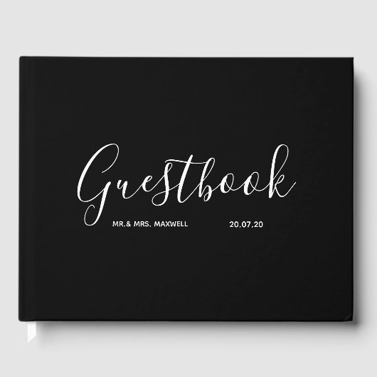 Livre d'or du Mariage noir | Élégant minimal simpl (Recto)