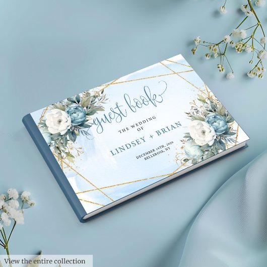 Livre d'or du Mariage Pastel Blue Peonies
