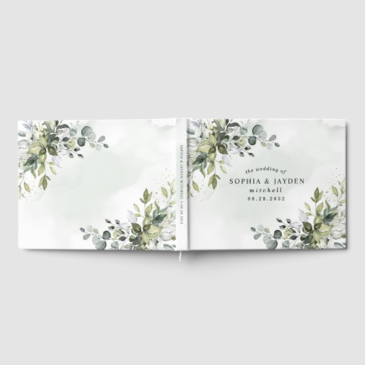 Livre D'or Dusty Blue Eucalyptus Vert Mariage Succulent (Complet)