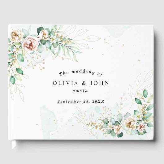 Livre D'or Dusty Blue Eucalyptus Vert Mariage Succulent (Recto)