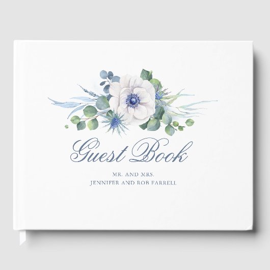 Livre D'or Dusty Blue Floral Mariage (Recto)