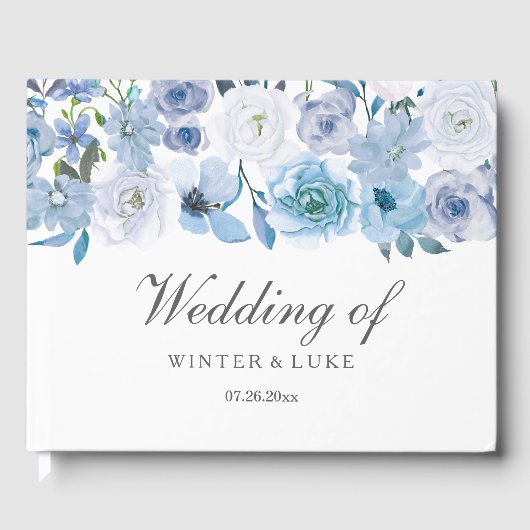 Livre D'or Dusty Blue Floral Mariage (Recto)