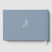 Livre D'or Dusty Blue Floral Monogrammed Calligraphy Wedding (Verso)