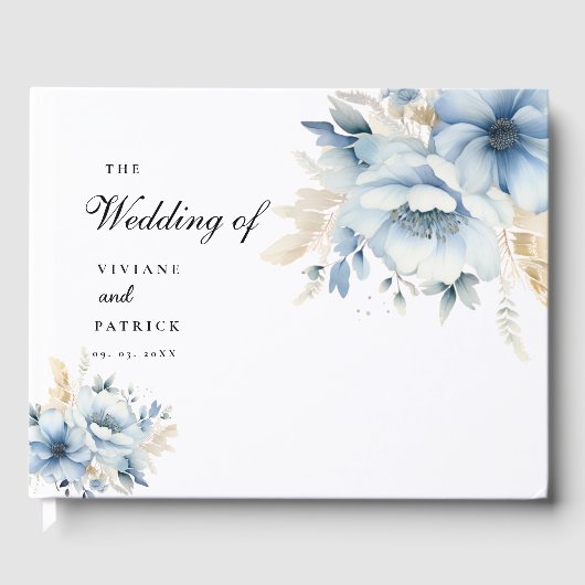 Livre D'or Dusty Blue Floral SPring Bloom Mariage (Recto)