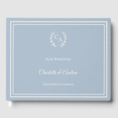 Livre D'or Dusty blue ivory monogrammed wreath wedding (Recto)