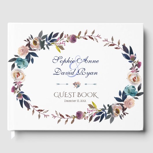 Livre D'or Dusty Blue Misty Rose Mariage de couronne (Recto)