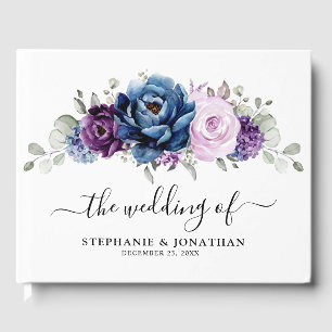 Livre D'or Dusty Blue Purple Navy Lilac Blooms Mariage