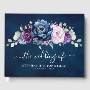 Livre D'or Dusty Blue Purple Navy Lilac Blooms Mariage Invité
