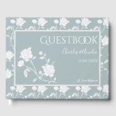 Livre D'or Dusty Blue Rose Wedding Guest Book (Recto)