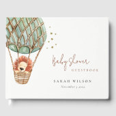 Livre D'or Eco Green Hot Air Balloon Lion Baby shower magique (Recto)