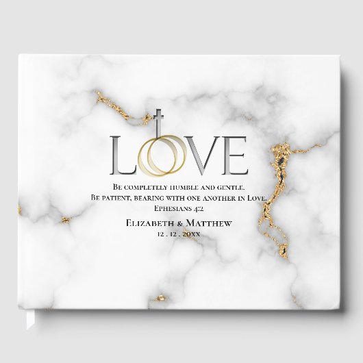 Livre D'or Écriture d'amour Verse Ephésiens 4:2 Mariage (Recto)