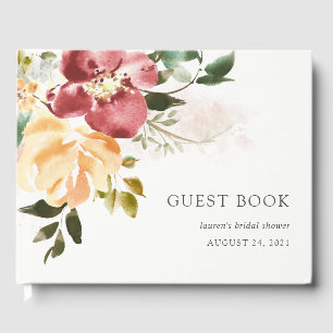 Livre D'or Élégance rustique   Aquarelle florale