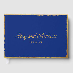 Livre D'or Elégance simple Bleu Royal Personnalisé Bord Or