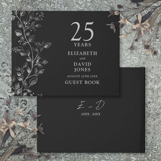Livre D'or Élégant 25e anniversaire Mariage de la florale d'a