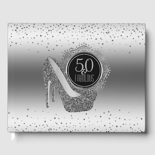 Livre D'or Elégant 50e anniversaire 50 & Fabulous Black Silve (Recto)
