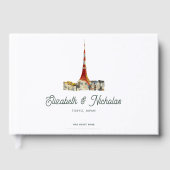 Livre D'or Elégant aquarelle Mariage d'illustration du lieu (Recto)