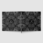 Livre D'or Elégant Argent Foil Look Filigree Scrollwork Noir (Complet)