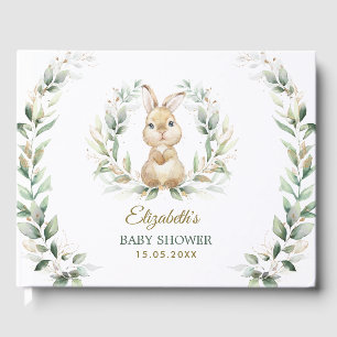 Livre D'or Elégant Baby shower lapin lapin doré