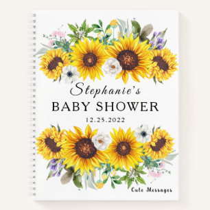 Livre d'or élégant Baby Shower Tournesol Fleur