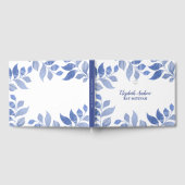 Livre D'or Elégant Bat mitzvah de feuillage bleu aquarelle (Complet)