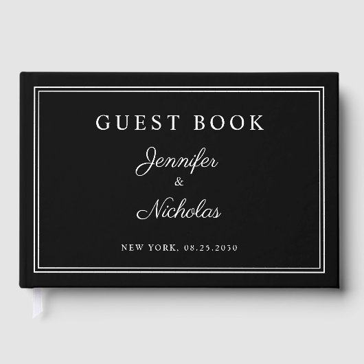 Livre D'or Elegant Black And White Script Wedding (Recto)