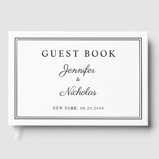 Livre D'or Elegant Black And White Script Wedding (Recto)