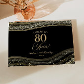 Livre D'or Elegant Black Gold Agate 80th Birthday Party