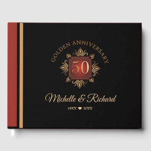 Livre D'or Élégant Black Red Gold 50e anniversaire