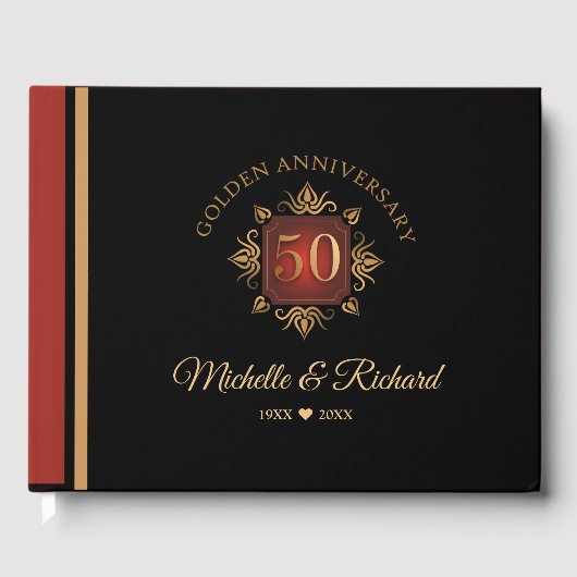 Livre D'or Élégant Black Red Gold 50e anniversaire (Recto)