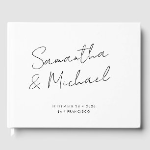 Livre D'or Élégant blanc moderne Script personnalisées Noms